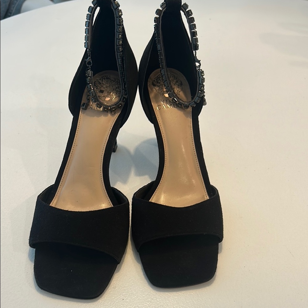 Vince Camuto Black Heels with Embellished Straps